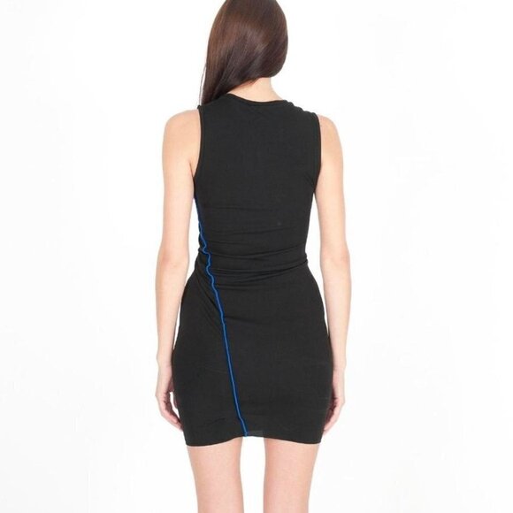 T by Alexander Wang Black Bodycon Blue Stripe Night Out Dress - Picture 2 of 6
